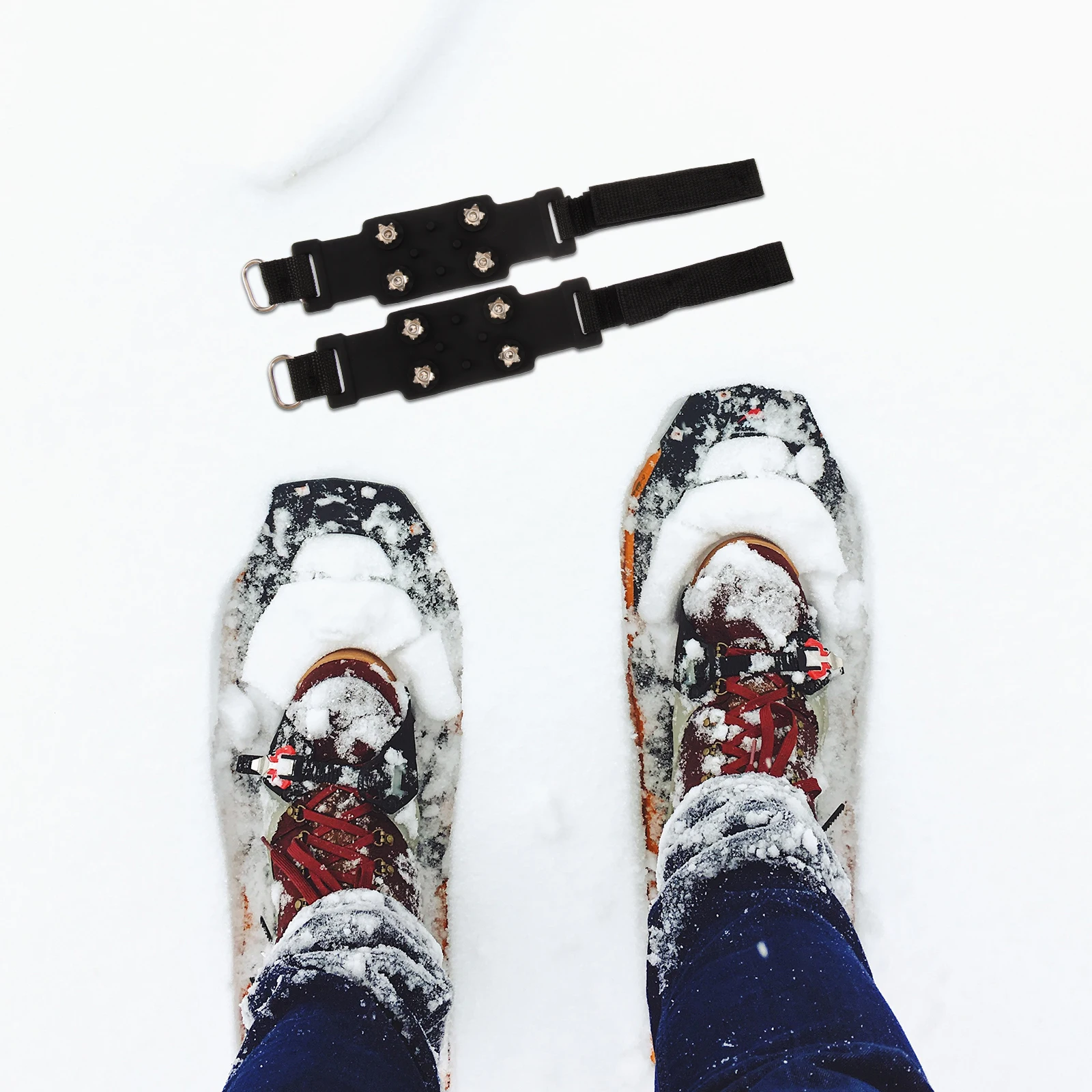 

1Pair Ice Cleats Shoe Covers Adjustable Outdoor Boot Snow Cleats Non Slip Grippers Anti Slip Ice Grippers for Walking Camping