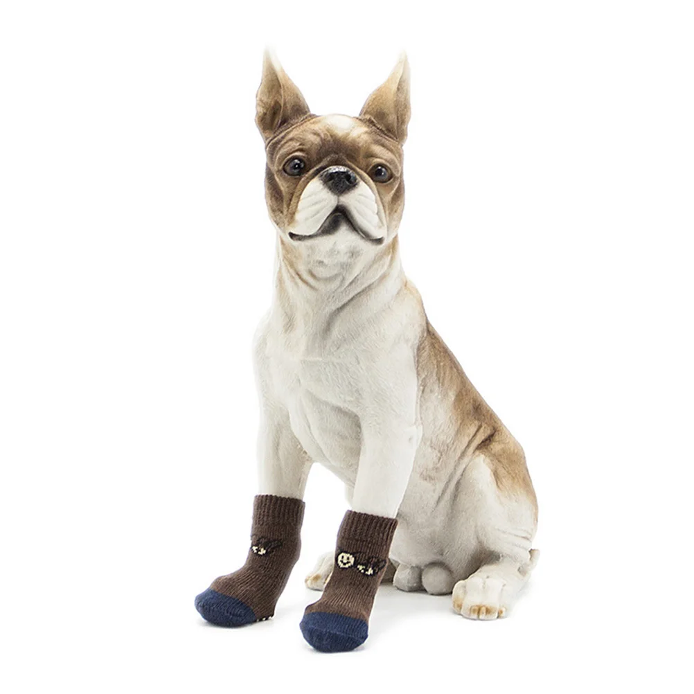 

4Pcs Non-Slip Cotton Pet Socks Cartoon Prints Size Xl Protect Dog from Cold Snow Ice Salt Outdoor Pet Socks