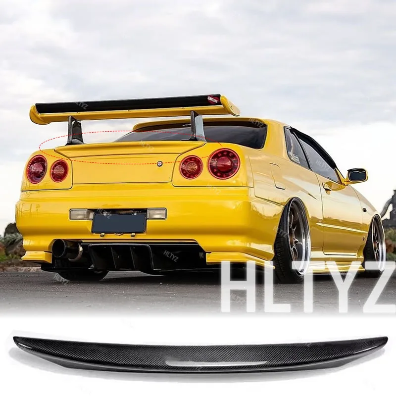 

Подходит для Nissan Skyline GTR R34 GTT 1999-2002 годов выпуска, высококачественный спойлер на крышку багажника из FRP/углеродного волокна, комплект обвеса в стиле GT.