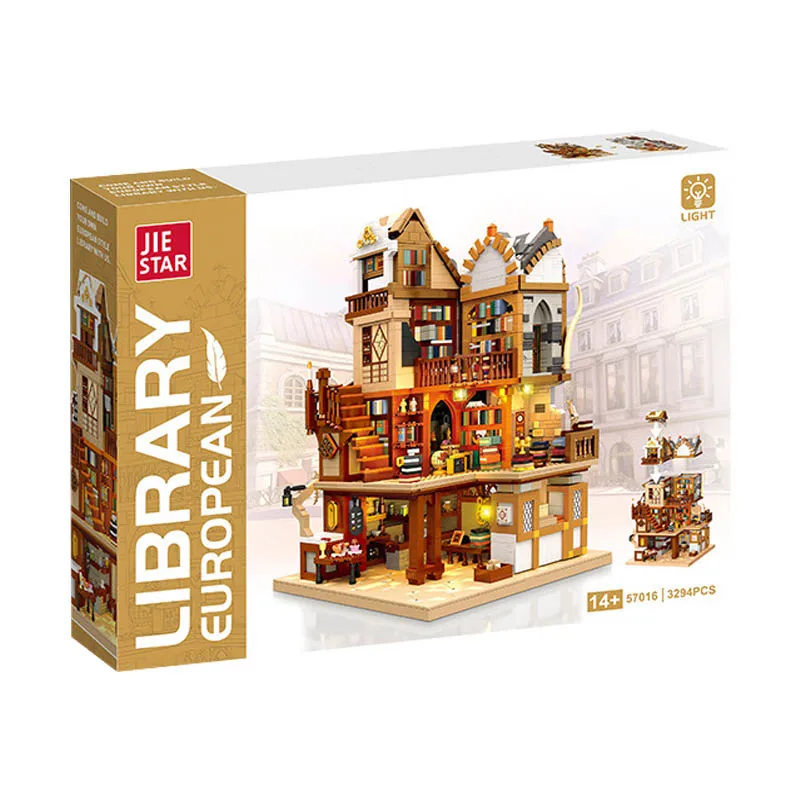 

IN STOCK 57016 MOC Street View Idea Lighting Library Construction Building Blocks Bricks Assembling Children's Toys Gift Set