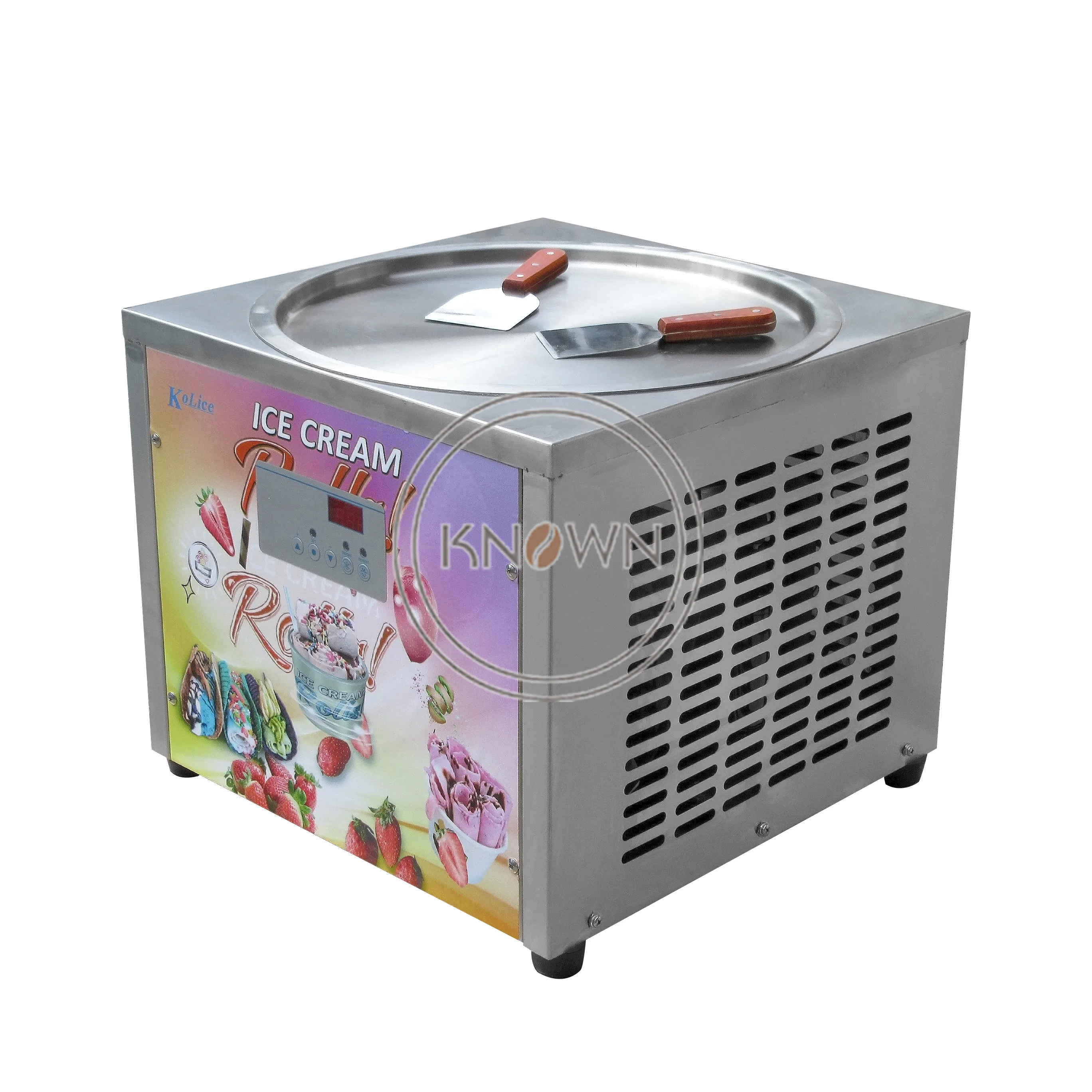 

Home 45cm Square Round Thailand Pan Fried Ice Cream Machine Desktop Fried Ice Cream Roll Maker Machine