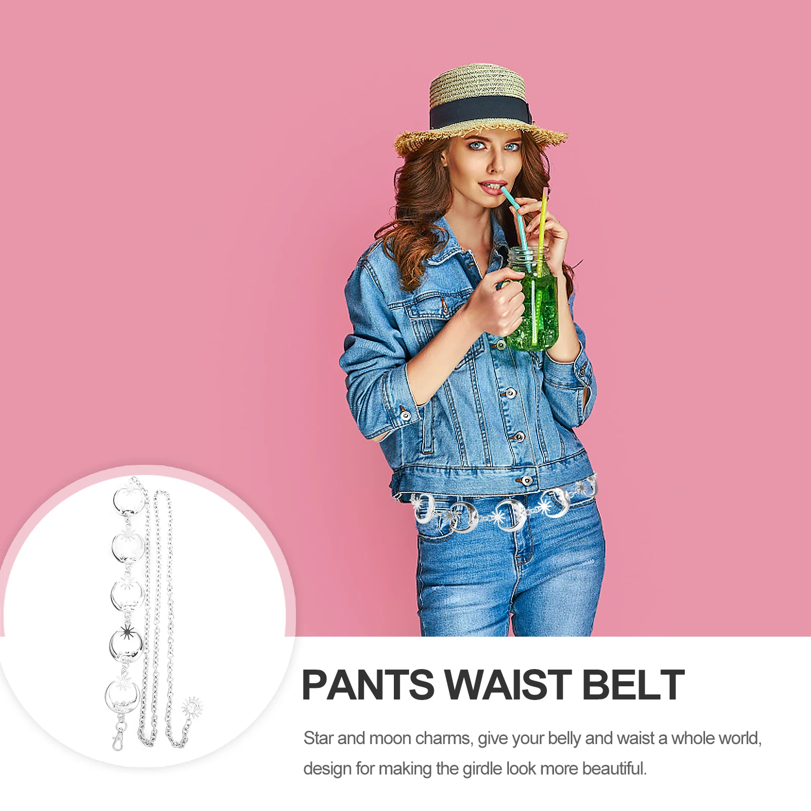 

Sun Moon Buckle Metal Belly Waist Belt Chain for Women Men Fashion Hip Hop Body Chains Pregnant Wear Accessories