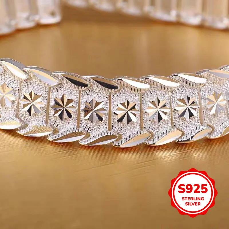925 Pure Sterling Silver Euro Coin Pattern Bracelet
