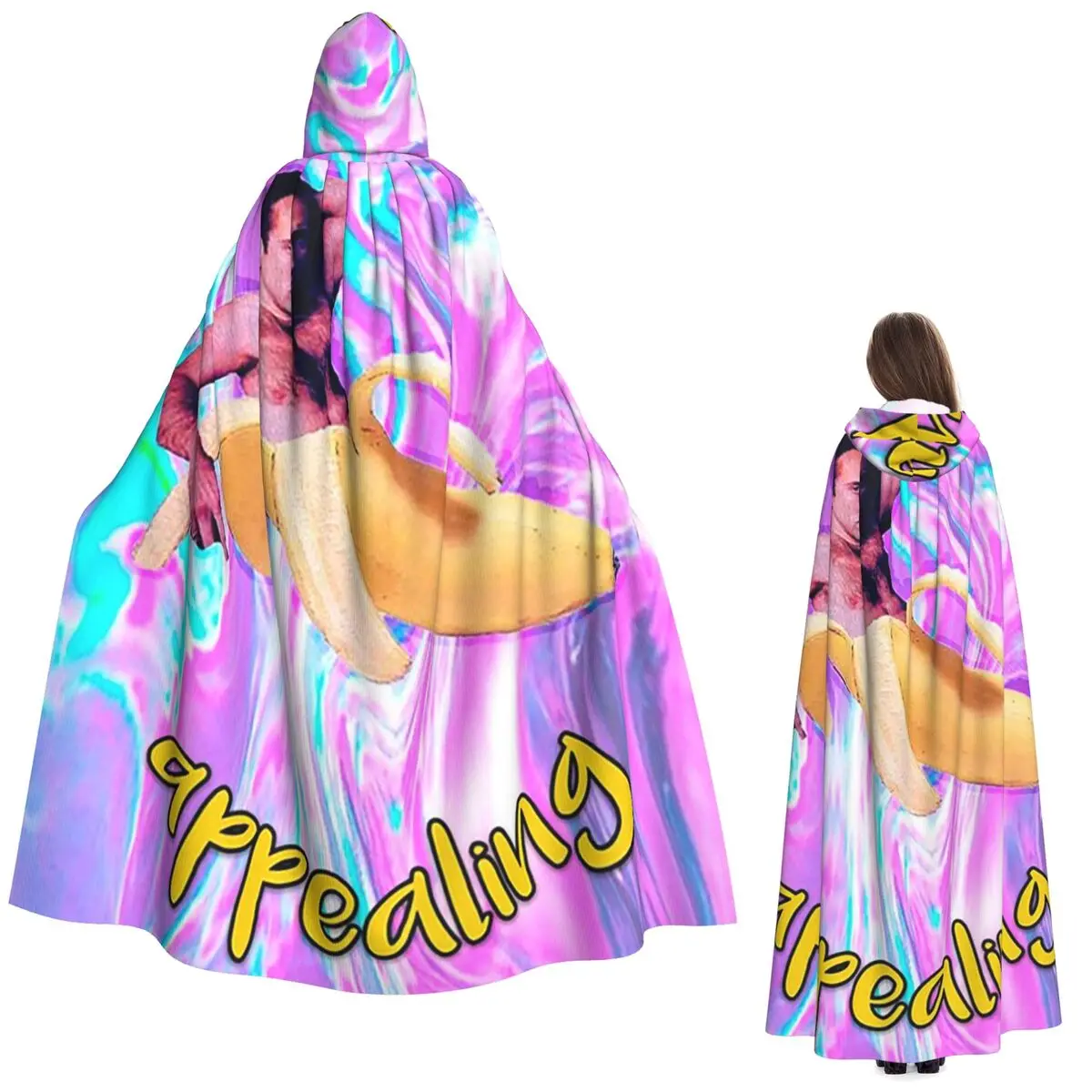 

Nicholas Cage Banana Appealing Long Hooded Cloak Witch Medieval Costume Cosplay Cape HalloweenVampire Adult Unisex