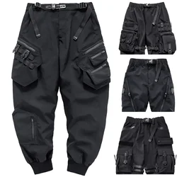 Pantalones Cargo para hombre, ropa urbana japonesa Harajuku con múltiples bolsillos, color negro, Cyberpunk, Techwear, Y2k