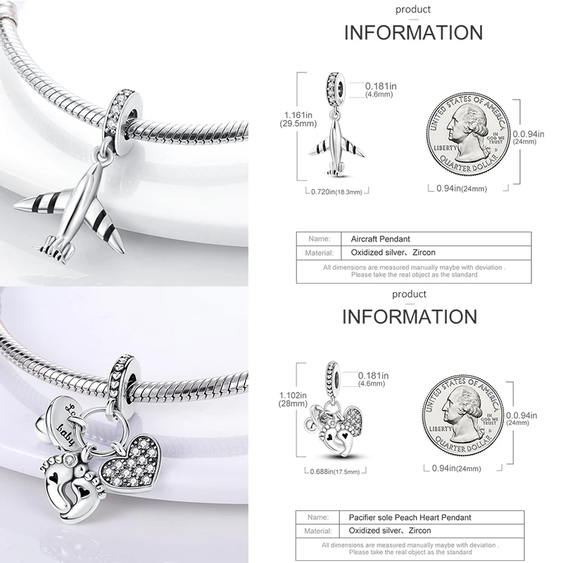 925 Sterling Silber Charm-Perlen Tagebuch Film Haus Sonne Mond Flugzeug Reise Kaffee DIY Armband Halskette Schmuck Geschenk für Frauen – Detail 12