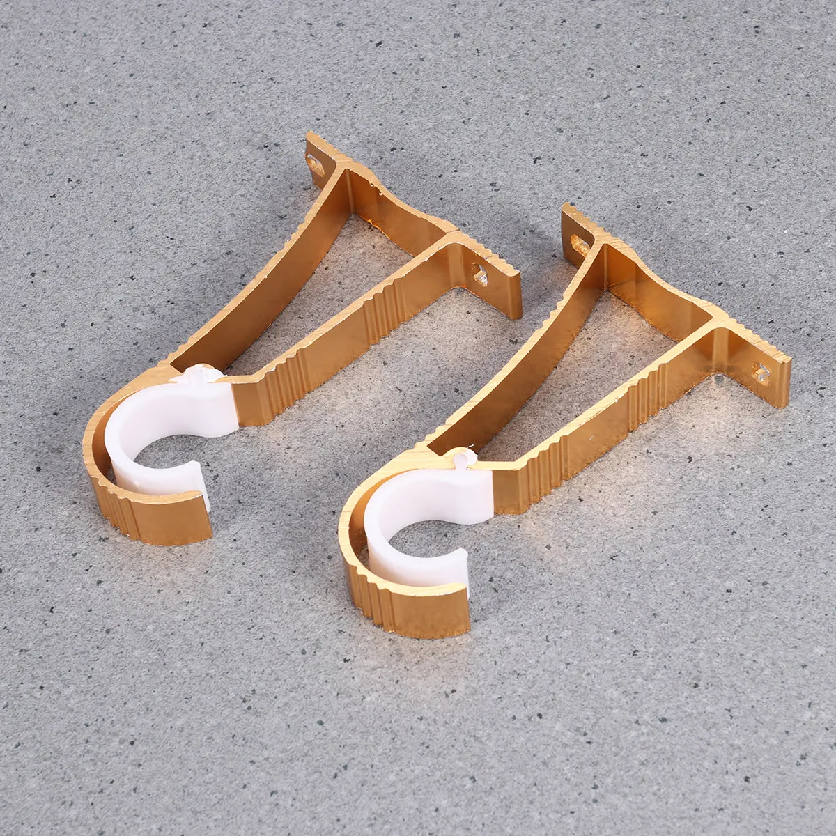 2Pcs Window Curtain Bracket Sturdy Aluminum Alloy Roman Style Curtain Rod Holder Gold Thick Drapery Pole Support for 25-30Mm Rod
