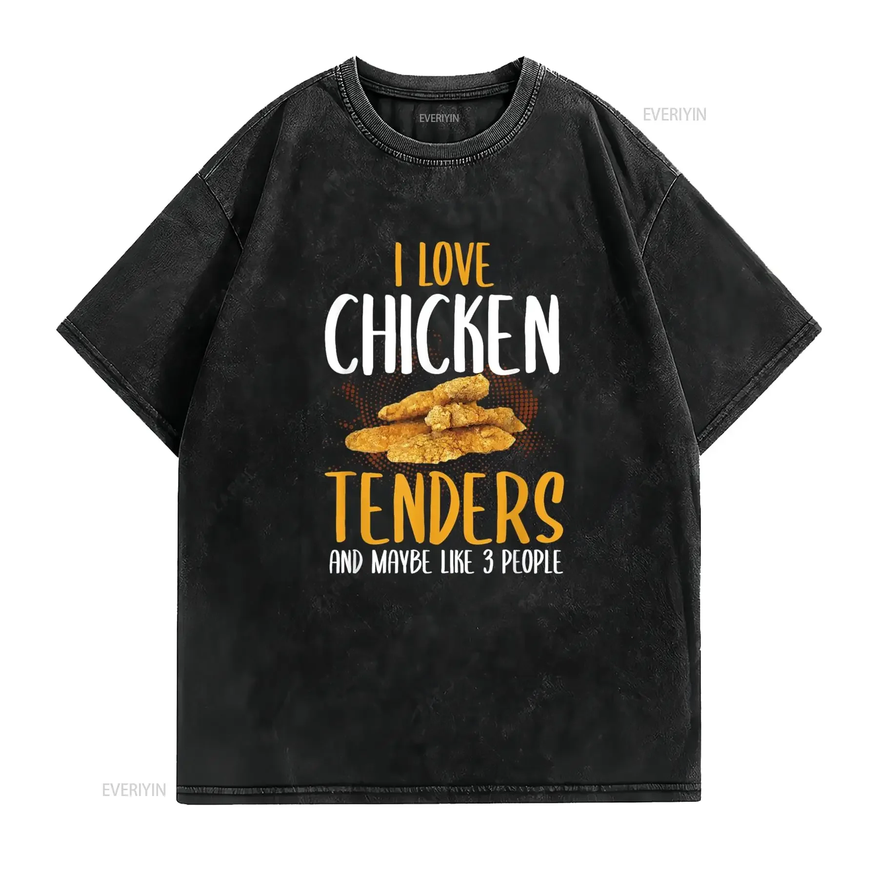 تي شيرت Chicken Tenders تي شيرت ساخر مقلي عاشق عتيق مغسول أنيق مريح برسومات ناعمة