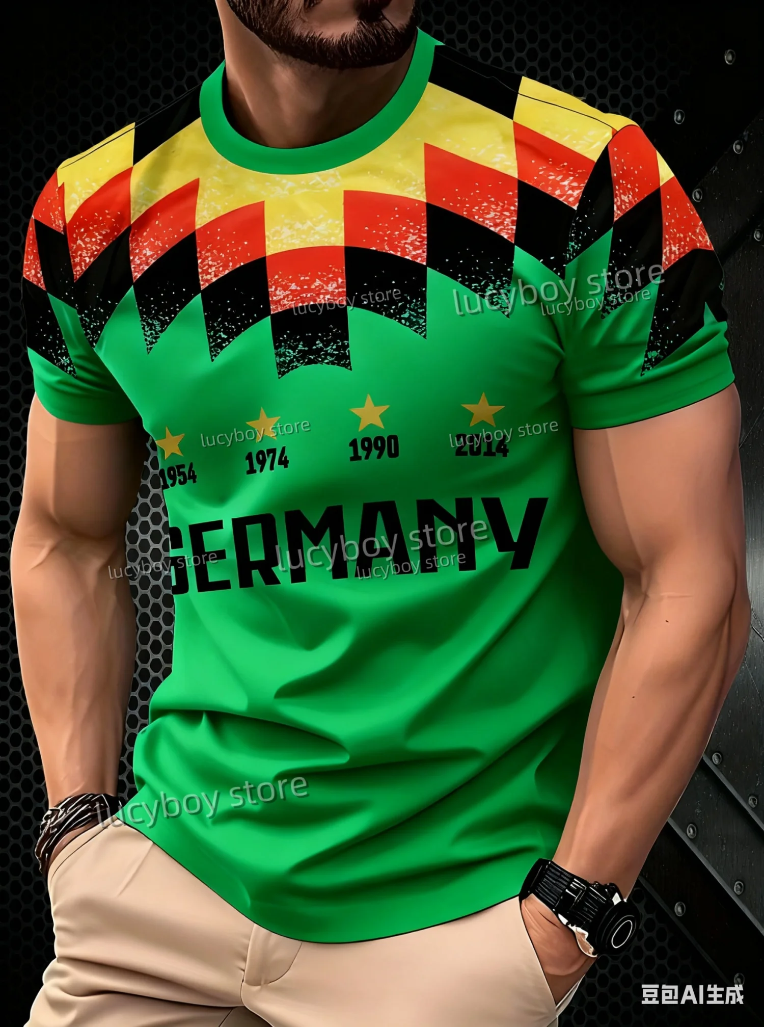2025 Mens Casual Graphic T Shirt 3d Germany 1990 Print O-Neck Short Sleeve Sport Football T-Shirt T Shirt For Man Men's Clothing