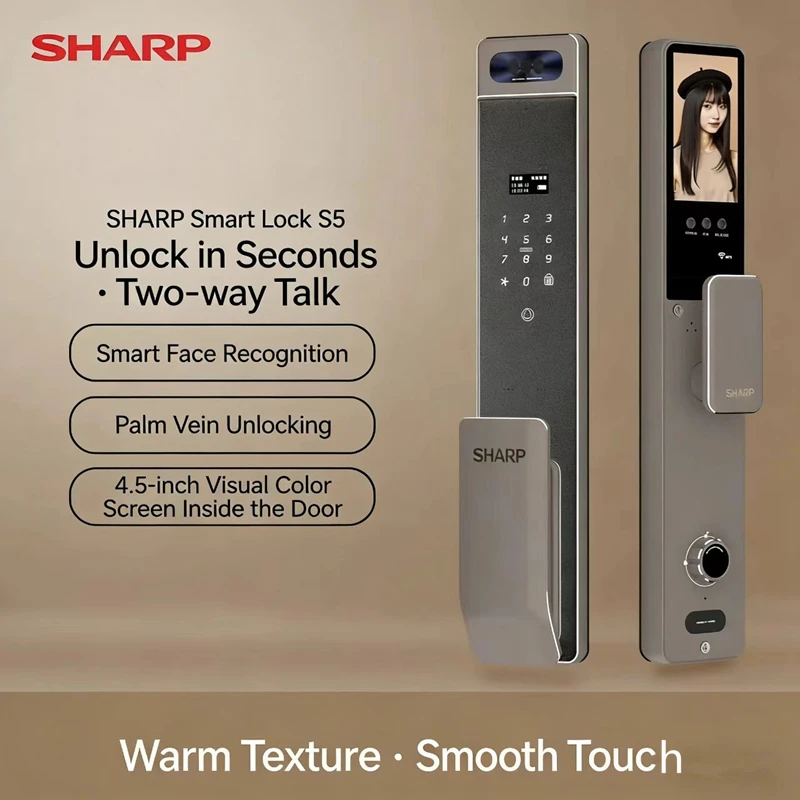 

Умный замок Sharp S5-FV с автоматической блокировкой и разблокировкой по лицу, венам ладони, отпечатку пальца, паролю для домашней безопасности