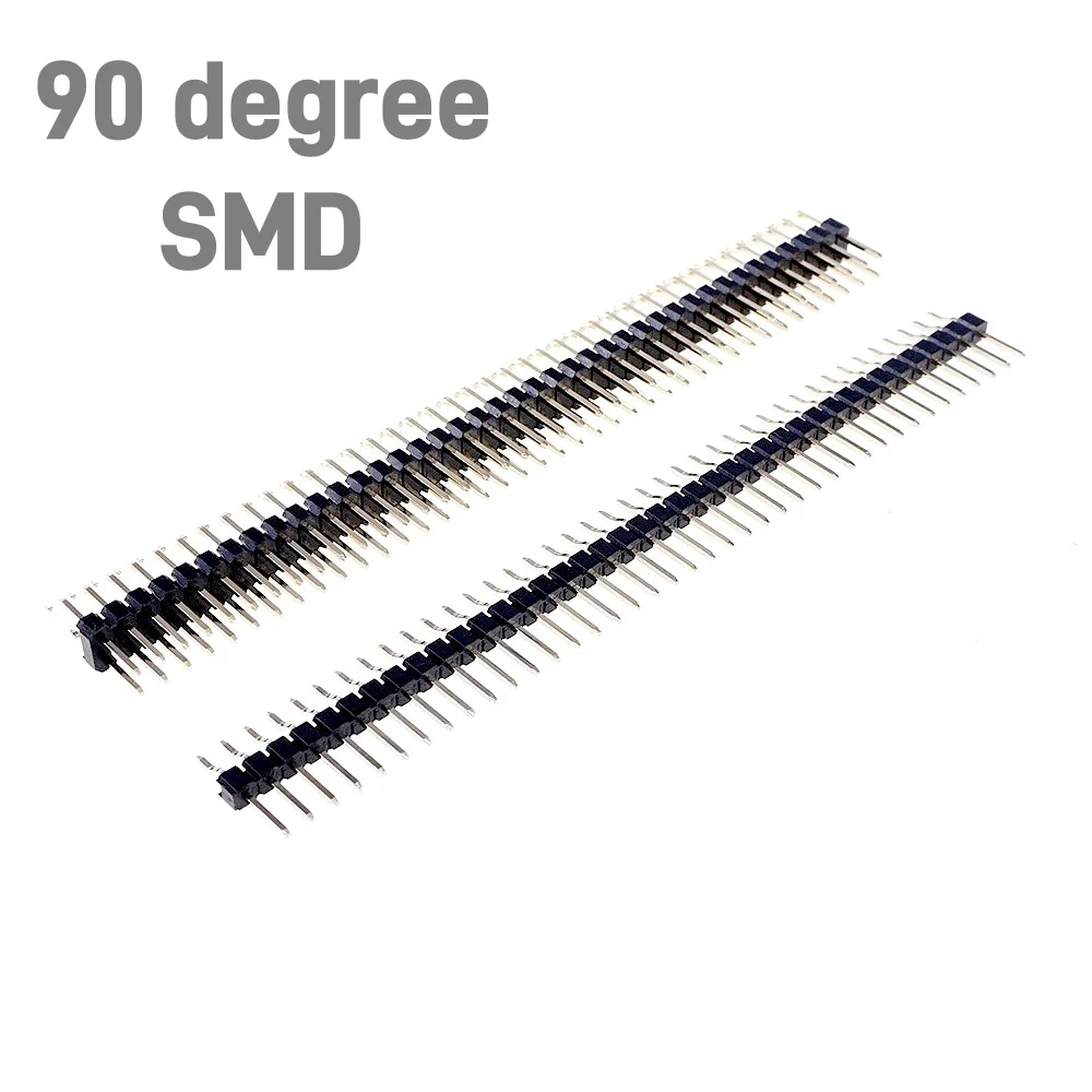 5 20 100 Pcs 2.54 MM Pitch Pin Header Male Dual Straight 90 180 Degree Single Row Right Angle SMD 1x40 Pin 2x40 Position