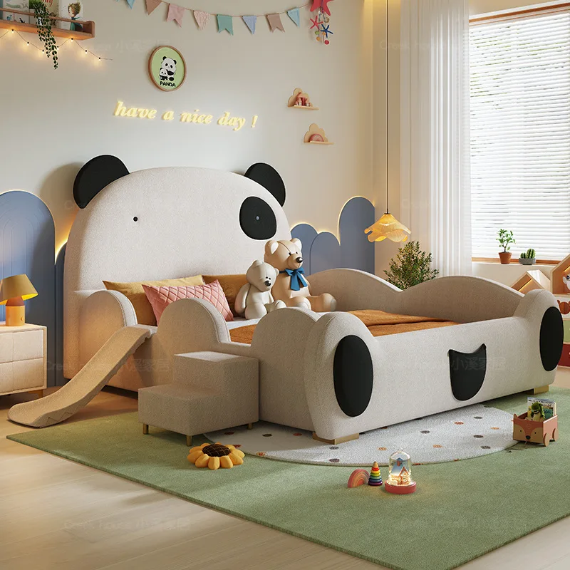 Modern light luxury Internet celebrity children's fabric bed girl princess bed 1.5m small apartment