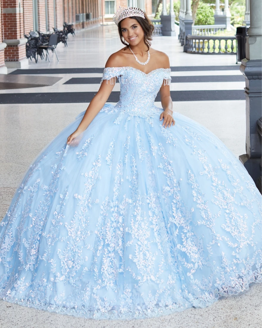 Lorencia-Vestido De baile De quinceañera, traje elegante De encaje con apliques De corazón con tren, talla grande, dulce 16, 15 años, YQD162