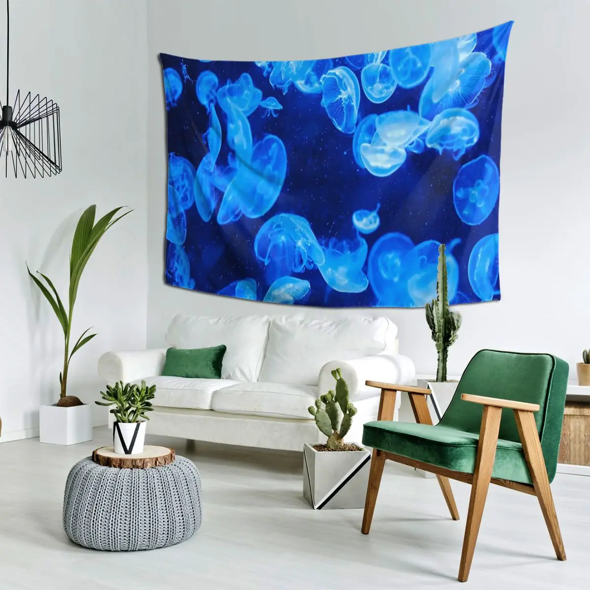 Glowing Jellyfish Tapestry Funny Wall Hanging Aesthetic Home Decoration Tapestries for Living Room Bedroom Dorm Room