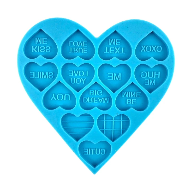 Love Ear Studs Earrings UV Crystal Epoxy Mold Keychain Pendant Resin Silicone Mould DIY Crafts Jewelry Casting Tools