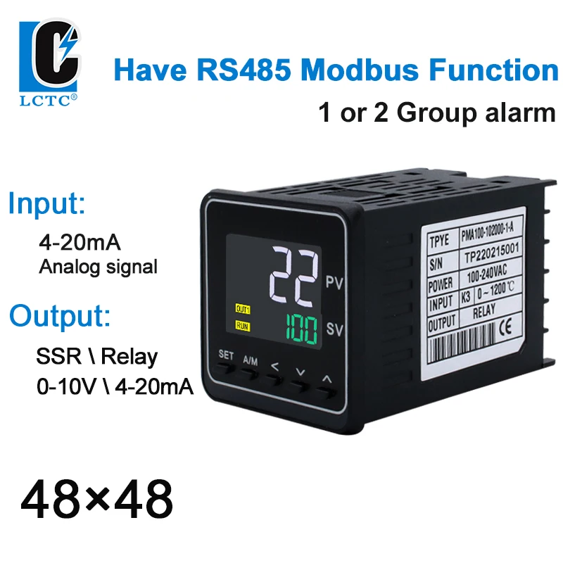 4-20mA Input SSR/Relay/4-20mA Output 48x48mm, 50 Segments Programmable Ramp Soak LCD Intelligent Pid Temperature Controller