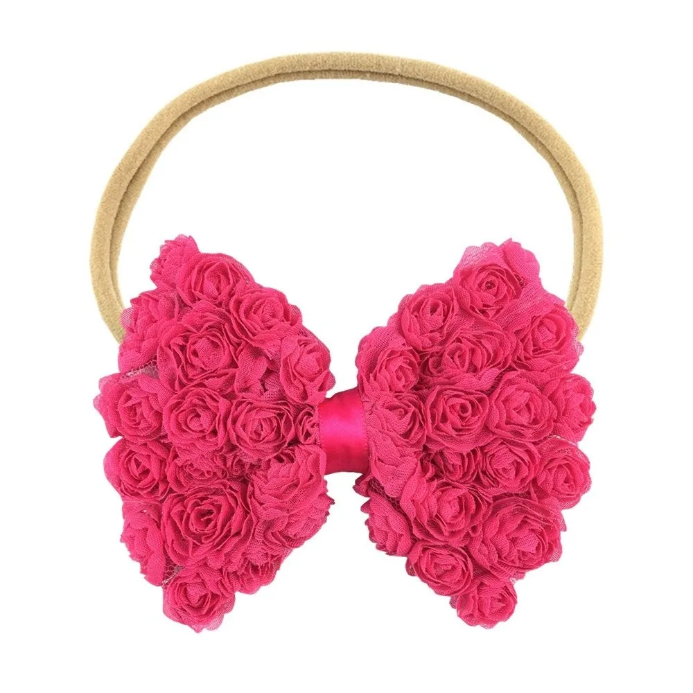 

10Pcs Chiffon Elastic Headband Sweet Cute Bowknot Rubber Band Luxury Rose Flower Hair Ties For Girl Infant Newborn Toddler