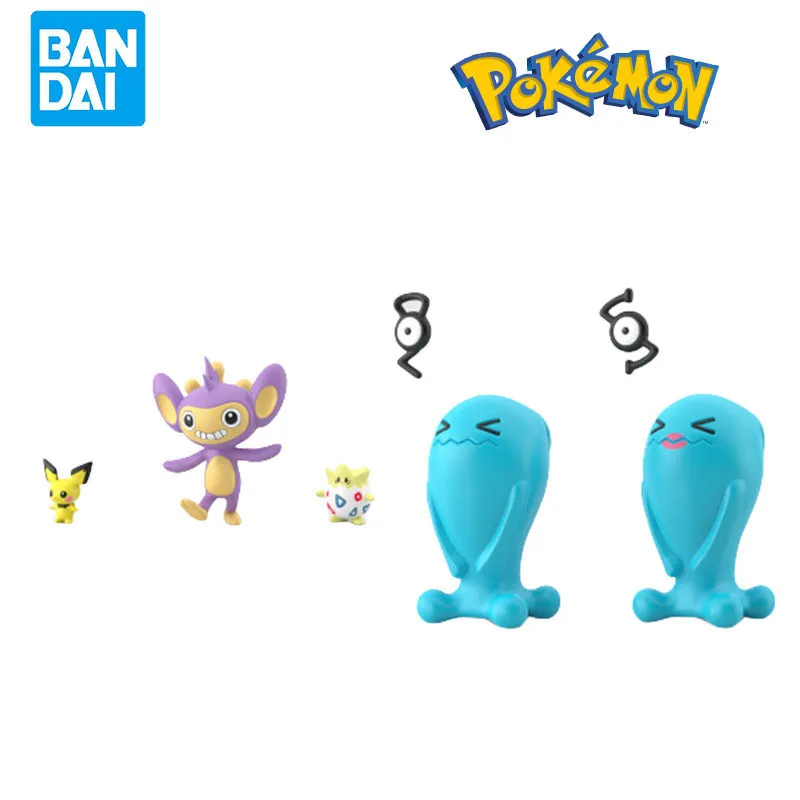 Bandai Original Scale World POKEMON Johto Region Gold Typhlosion Wobbuffet Totodile Togepi Pichu Anime Figure Toys for Kids Gift