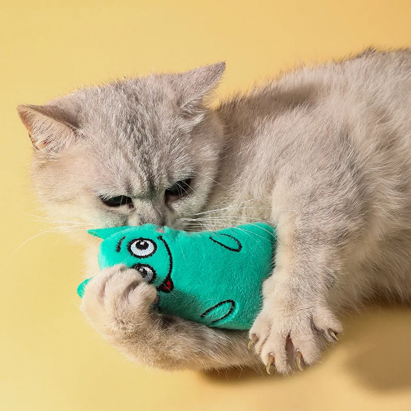 Funny Catnip Cat Interactive Toy Plush Cartoon Mouse Toy Mini Teeth Grinding Kitten Chewing Toy for Cat Supplies Pet Accessories