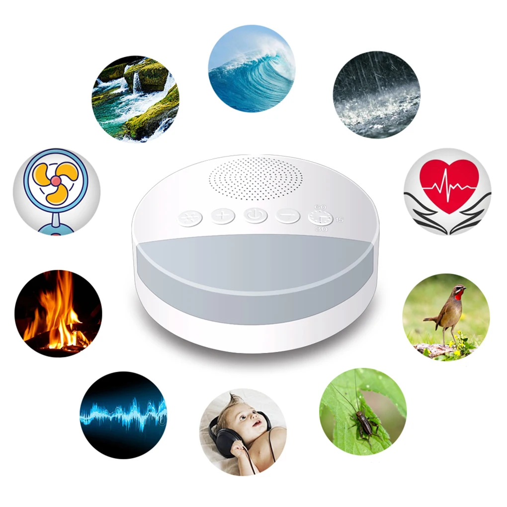 ABS White Noise Machine Reusable Mini Battery Powered Memory Function DC 5V Baby Adult House Sleeping Sound Player