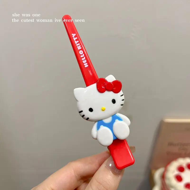 Sanrio Hello Kitty Grampo de Cabelo para Meninas, Anime Kawaii Cat, Lado Vermelho Fragmentado Pin de Cabelo, Acessórios Cosplay, Itens Bonitos Kt, Presentes