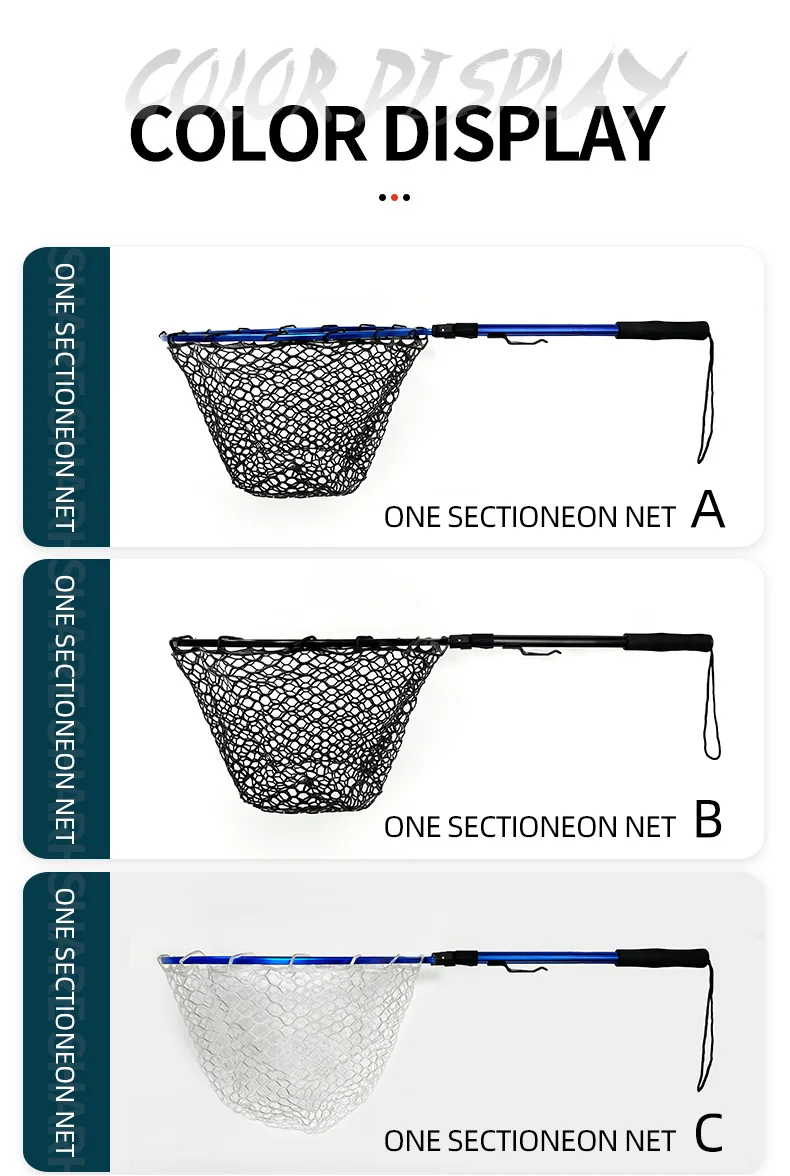 ShareShark Ultraleichtes Tragbares Weiches Gumminetz mit Aluminiumlegierungsgriff, Faltbares Fliegenfischer-Landungsnetz Angelzubehör – Detail 11