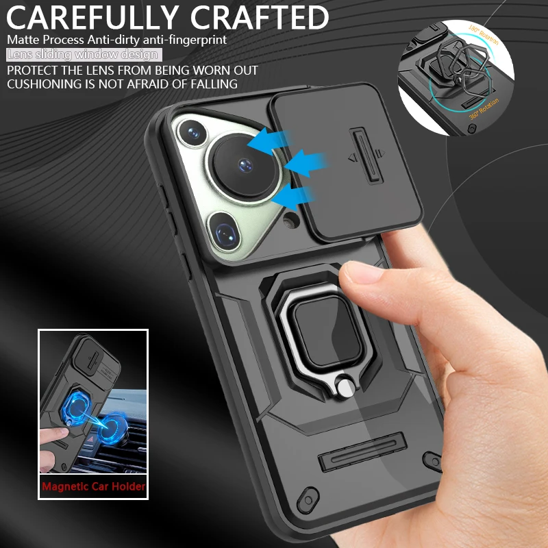 

For Hauwei Pura 70 Ultra 5G Case Slide Camera Holder Ring Armor Phone Case For Huawei Pura70 Ultra Pura 70Ultra 5G Back Cover