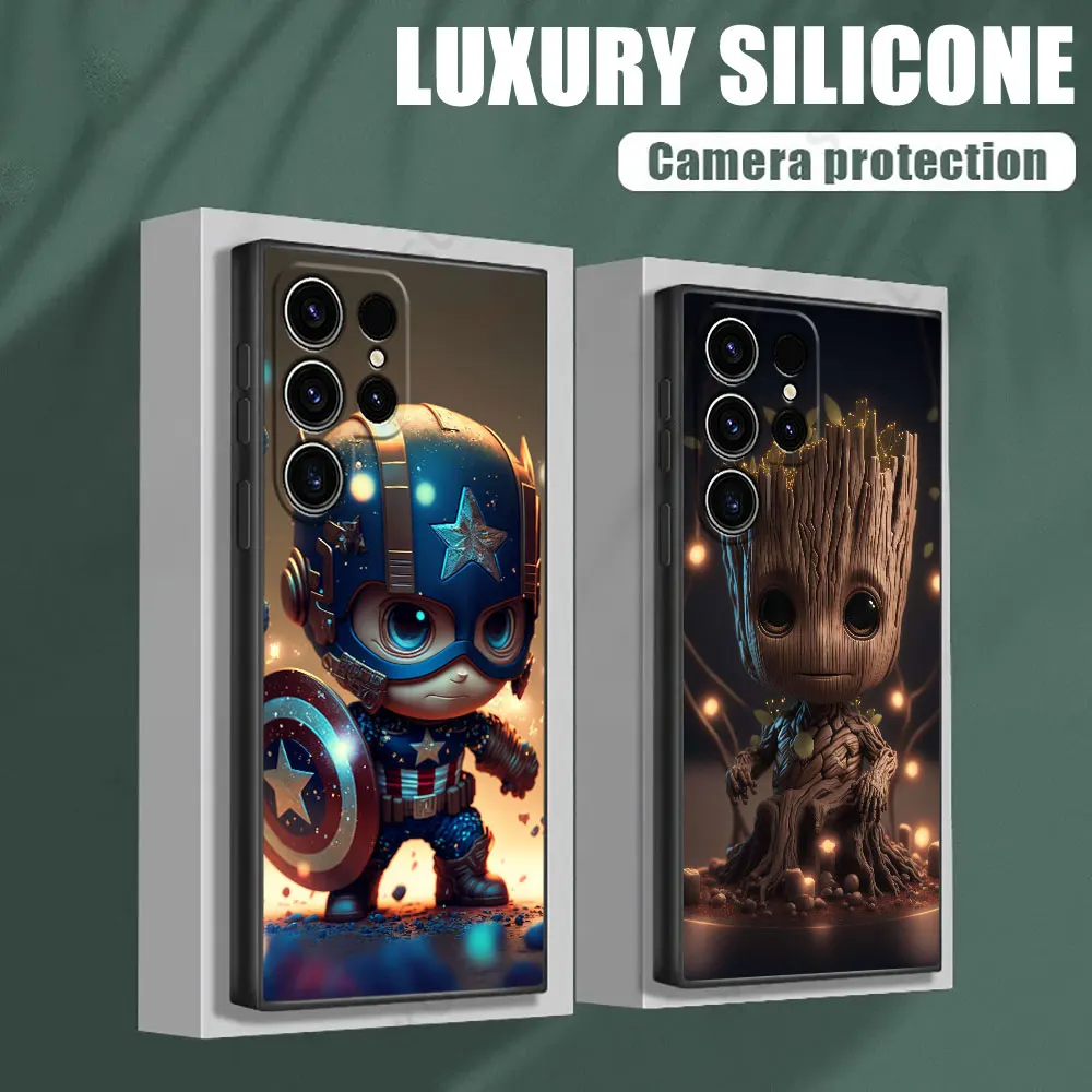 Cartoon Child Marvel Avengers Case For Samsung Galaxy S24 Ultra Cases S23 S21 S20 FE S22 9 Plus Note 20 10 Cover Captain America