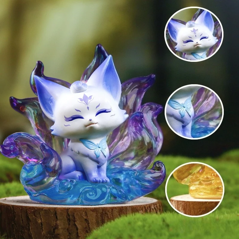 2026 جديد شانهاي الثعلب حافة المد اللعب صندوق أعمى الإنترنت المشاهير دمية سطح المكتب زخرفة تسعة الذيل الثعلب الراتنج زخرفة #5