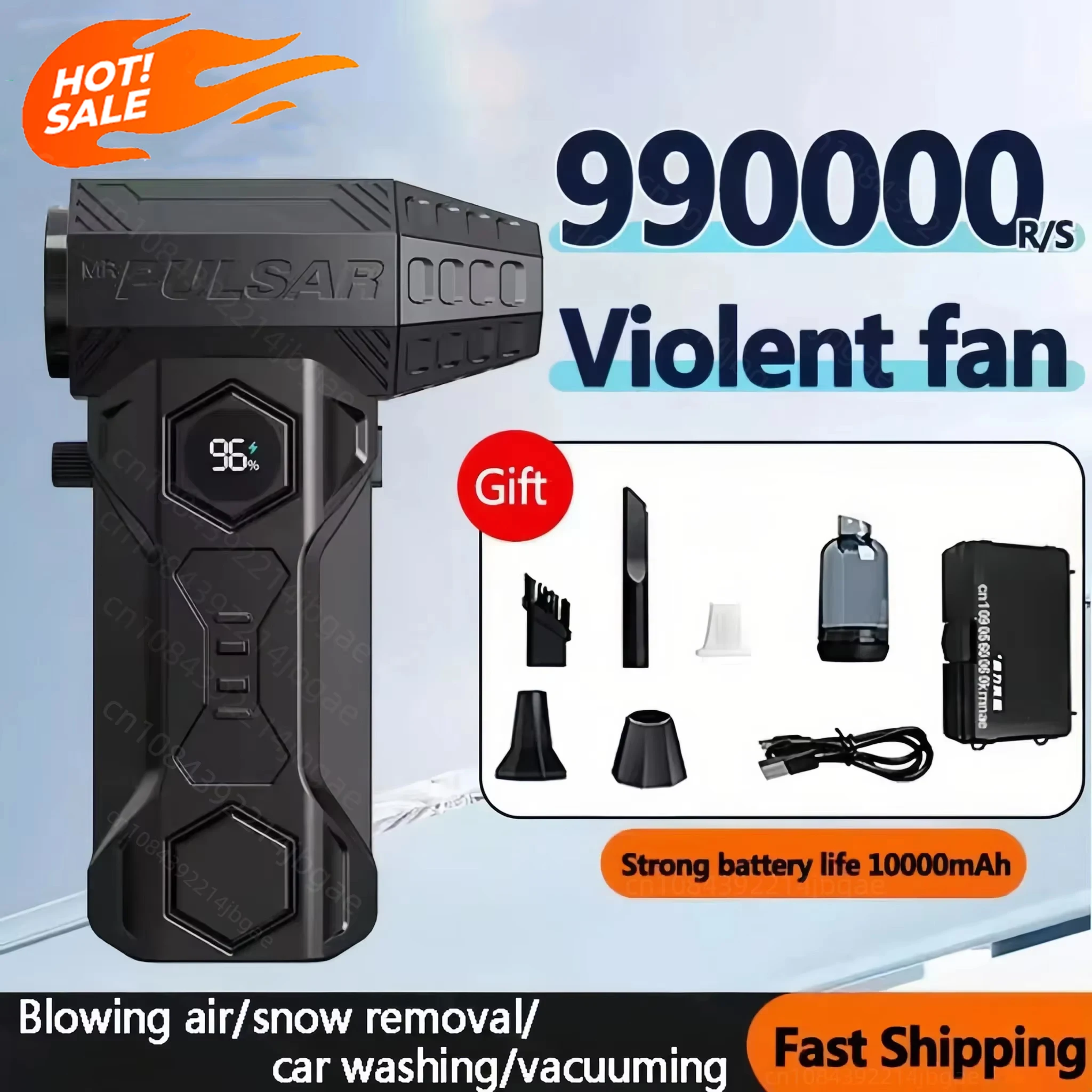 

2026 New 990000RPM Turbo Jet BlowerHigh Power Air Blower Brushless Motor Turbo Fan Wind Speed 75m/s 10000mAh Air Blower