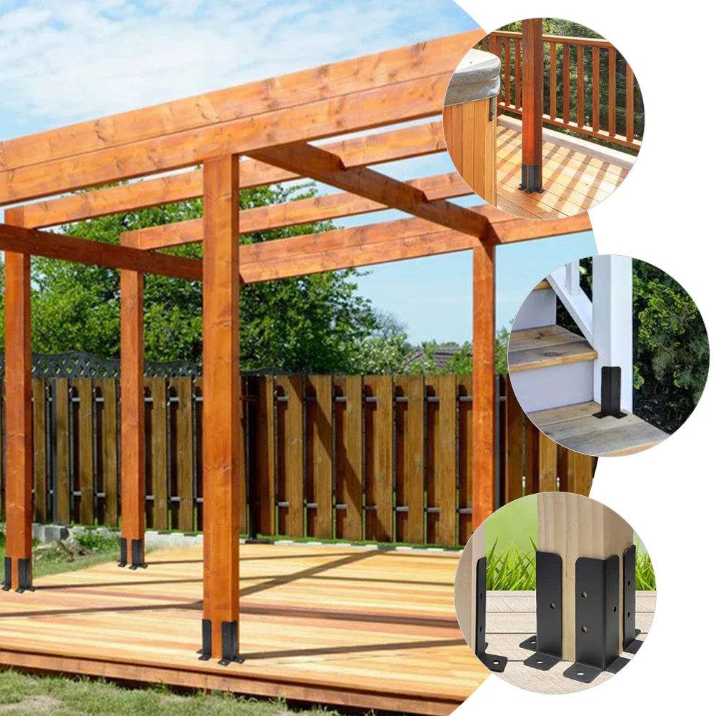

4pcs Heavy Duty Steel Deck Post Base Brackets for Fence Railing Mailbox Pergola Balcony Terrace Garden Outdoor Tools