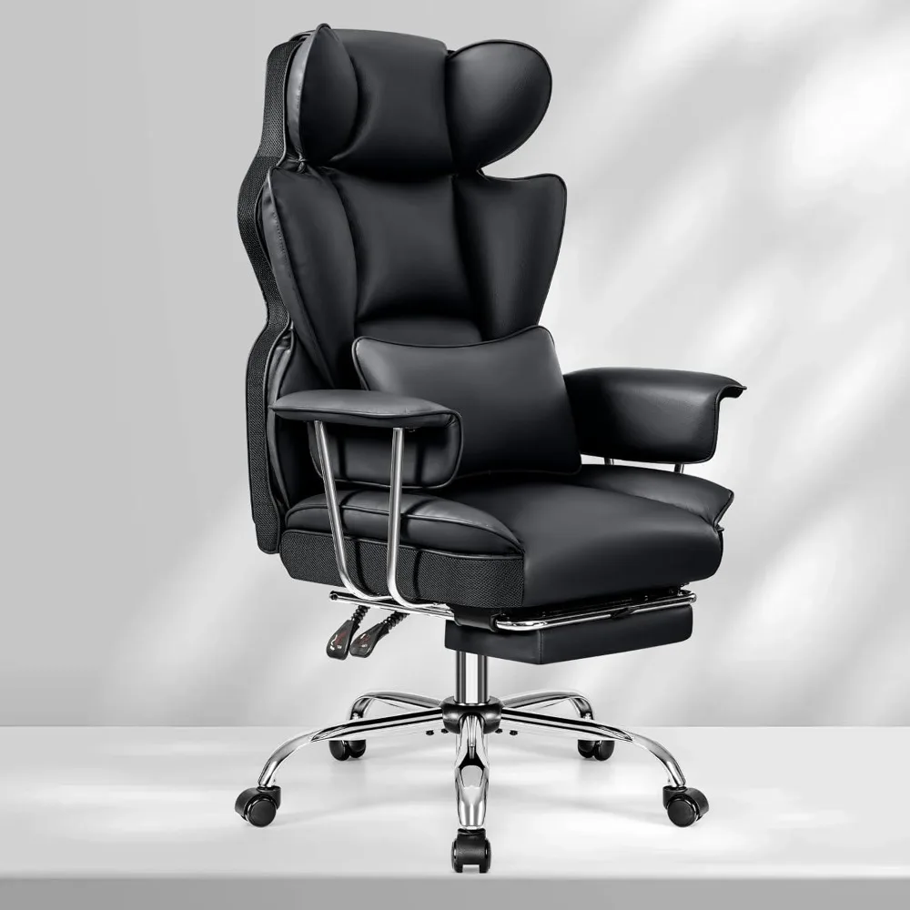

Office Desk Chair, High Back Executive Office Chair with Footrest, Leather Computer Gaming Chair, Ergonomic Reclining Chair