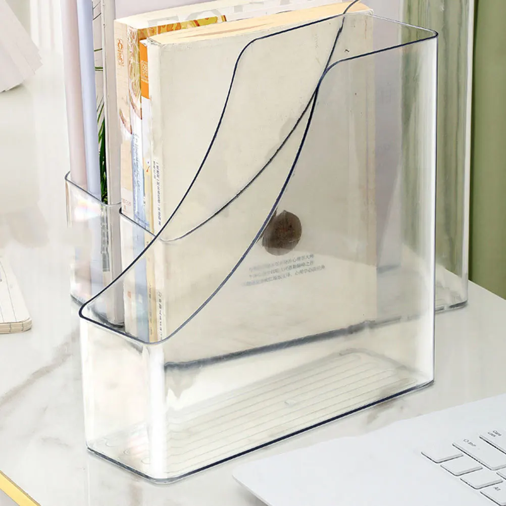 Archivador Vertical acrílico transparente, organizador de almacenamiento de documentos de escritorio, oficina, hogar, ahorro de espacio, bandeja de papel A4, libro transparente
