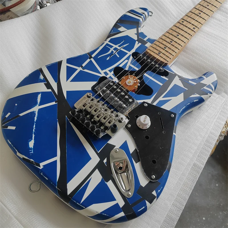 6-String Electric Guitar Handmade Sticker Three-Color Painted Body Maple Neck Baked Wood Guitar for Musicians And Collectors