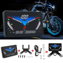 Motorcycle 12V Universal Digital Speedometer LCD RPM Tacho Oil Gauge Water Temp Gear LED Indicator 199km/h with Sensor Bracket X