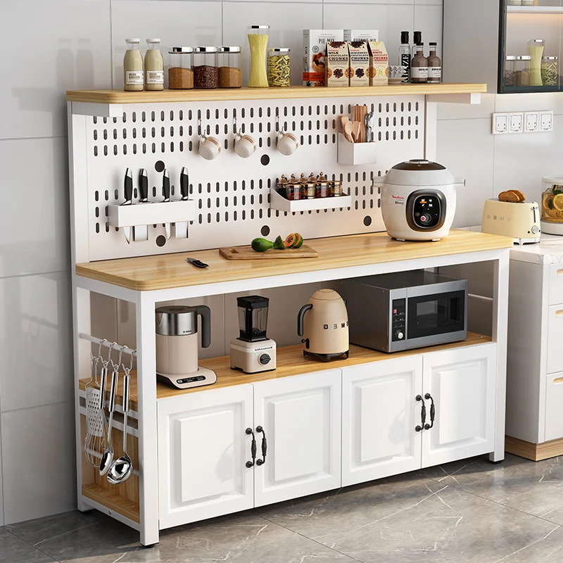 

Kitchen Multifunctional Shelf Cutting Table Hole Board Operator Microwave Storage Cabinet Side Cabinet Dining Table