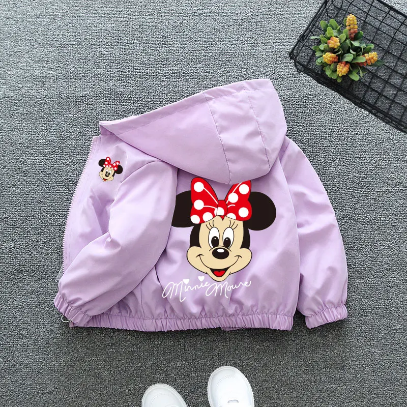 Autumn Baby Girls Cartoon Jacket Kids Minnie Mickey Mouse Coats Spring Fashion Frozen Elsa Hooded Windbreaker Clothing Outerwear