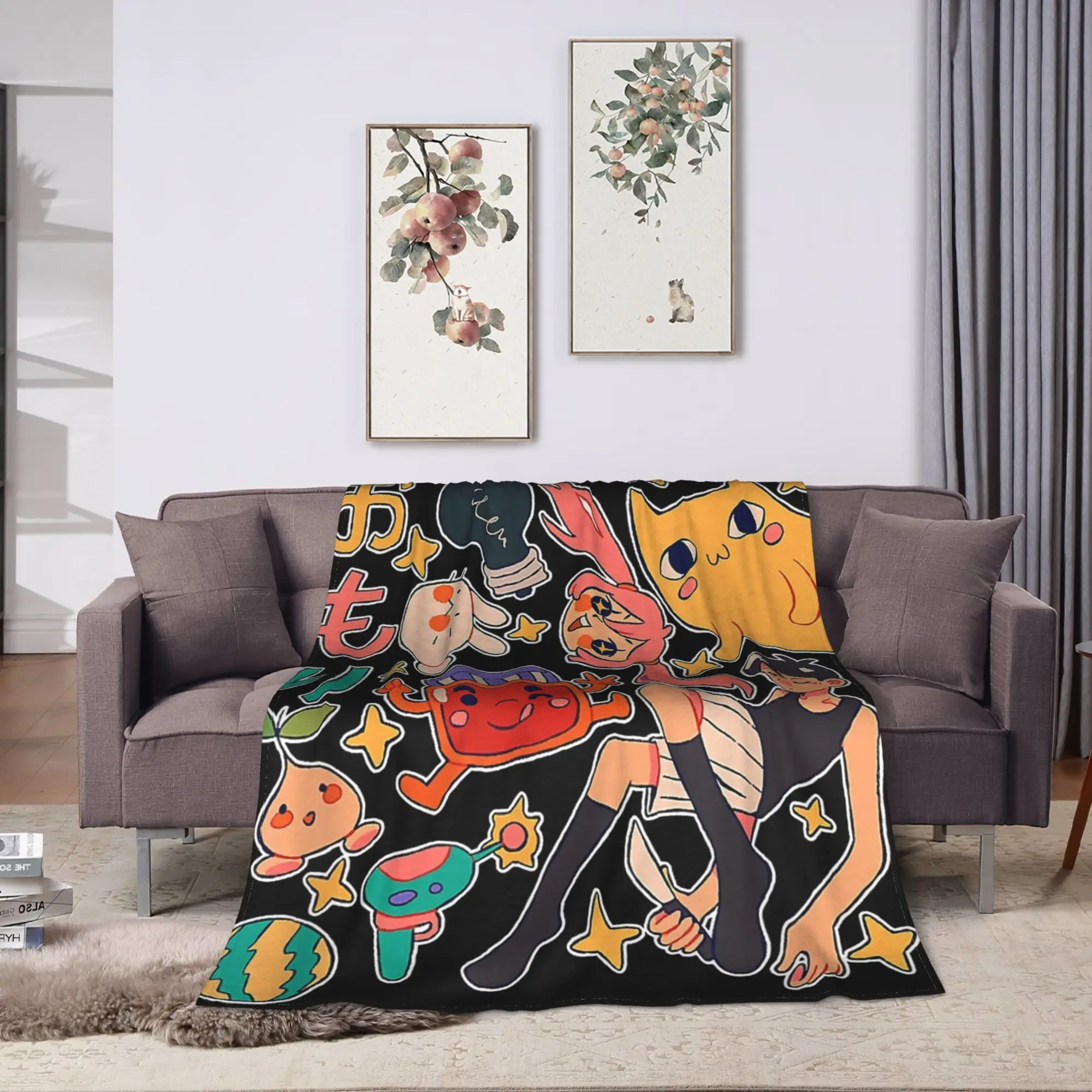 Soft Blanket Kids Travel Omori Anime Arts Vaporwave Playing Gaming  Throw Blanket  Flannel Bedspread For Couch Chair Sofa