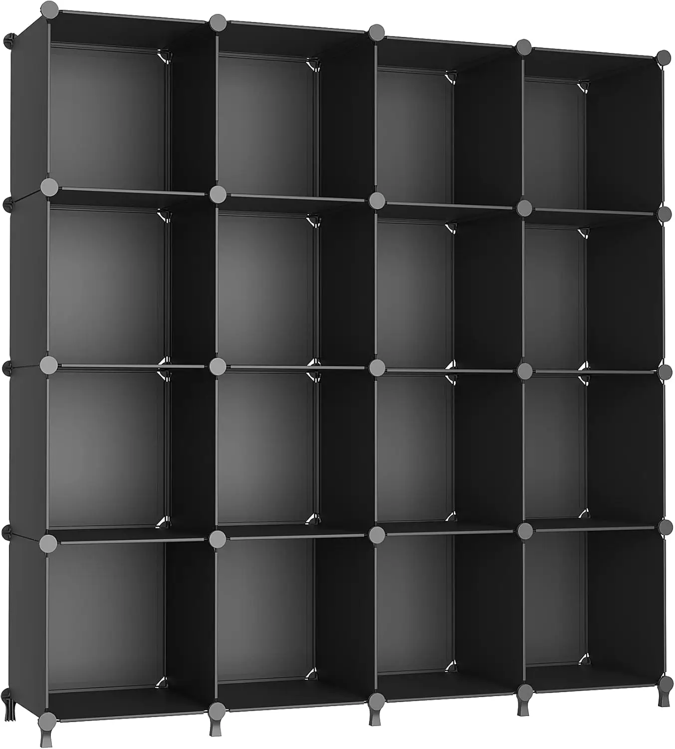 

16-Cube Stackable Storage Organizer, DIY Portable Shelves for Bedroom Closet Wardrobe Bathroom in Black