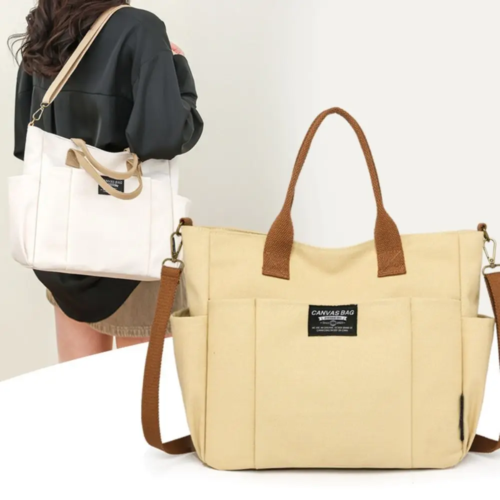 

Japanese Style Large Capacity Canvas Tote Bag Portable Simple Canvas Shoulder Bag Casual Handbag Mommy Bag Travel