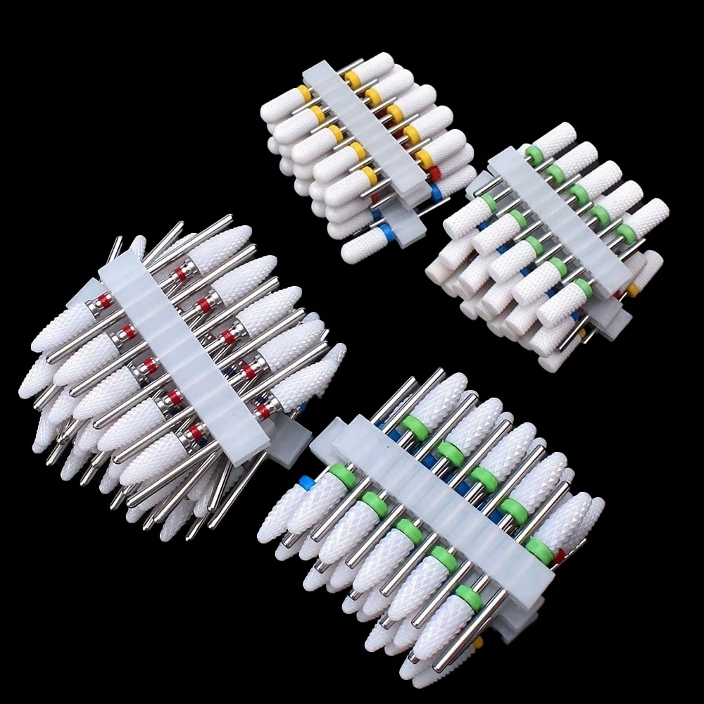 10 Pcs 3/32 Ceramic Nail Drill Bits, Professional & Durable, For Removing Gel Nails, Cleaning Cuticles, Ideal for Manicures