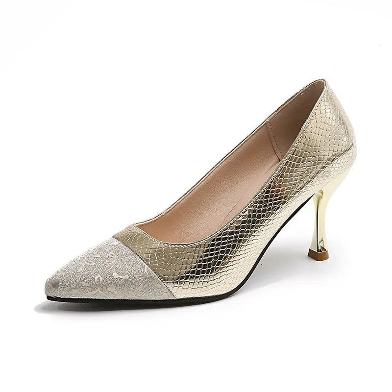 レディースシューズ 2025 浅いスリップオン女性のハイヒールファッションドレスパンプス女性春ポインテッドトゥ薄いかかとの靴女性 Zapatos