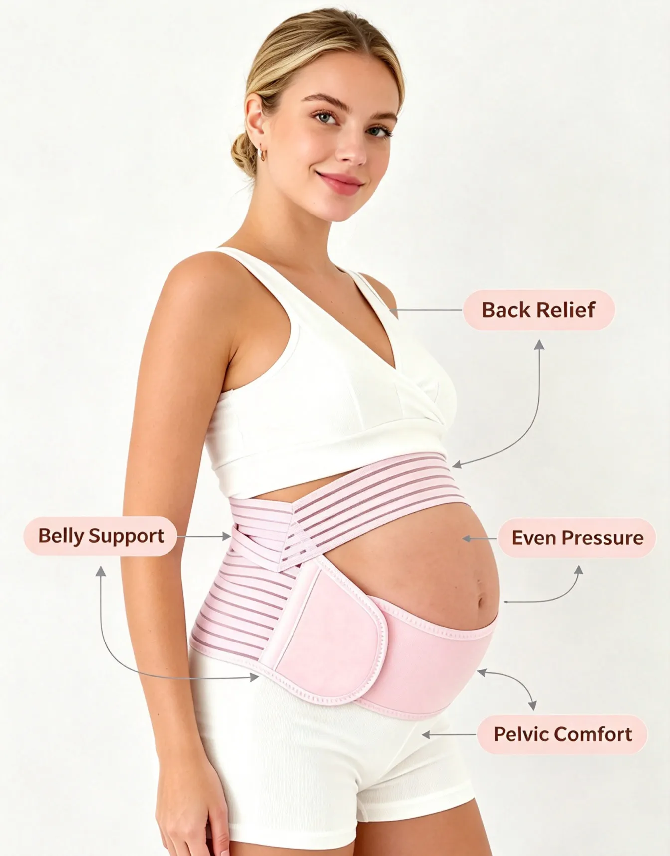 3-in-1 Pregnancy Belly Band Adjustable Maternity Support Belt Breathable Back & Pelvic Support for Pregnant Mom Pain Relief