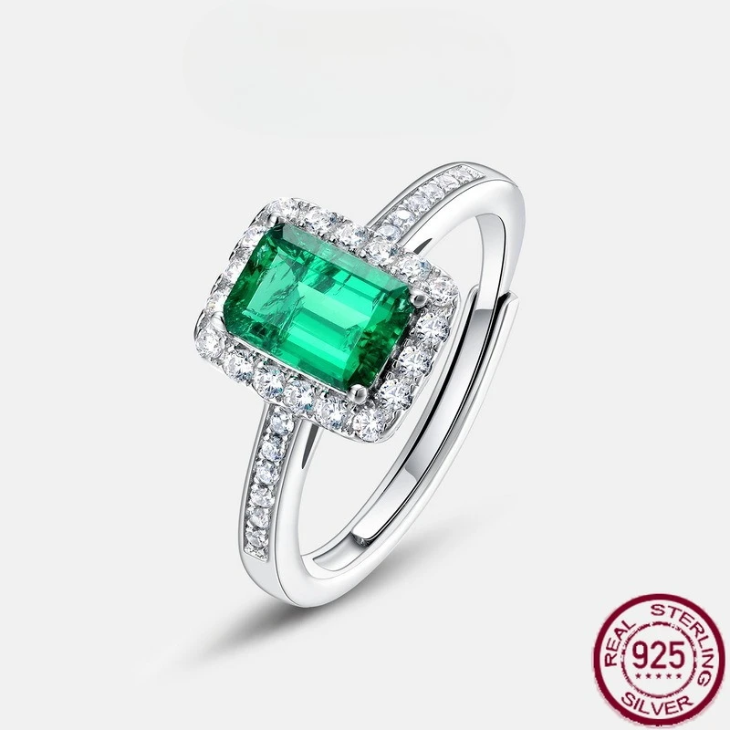 

Новое легкое роскошное кольцо на палец из чистого серебра S925 с изумрудом в стиле ретро и благородными свадебными украшениями в европейском и американском стиле