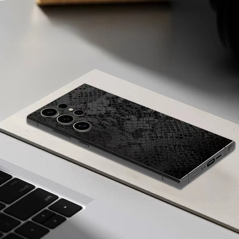 Luxury Leather Grain Wrap Phone Back Sticker For SAMSUNG GALAXY S24 Ultra S23+ S22 S21 Ultra S21 Plus S21 FE Film Skin