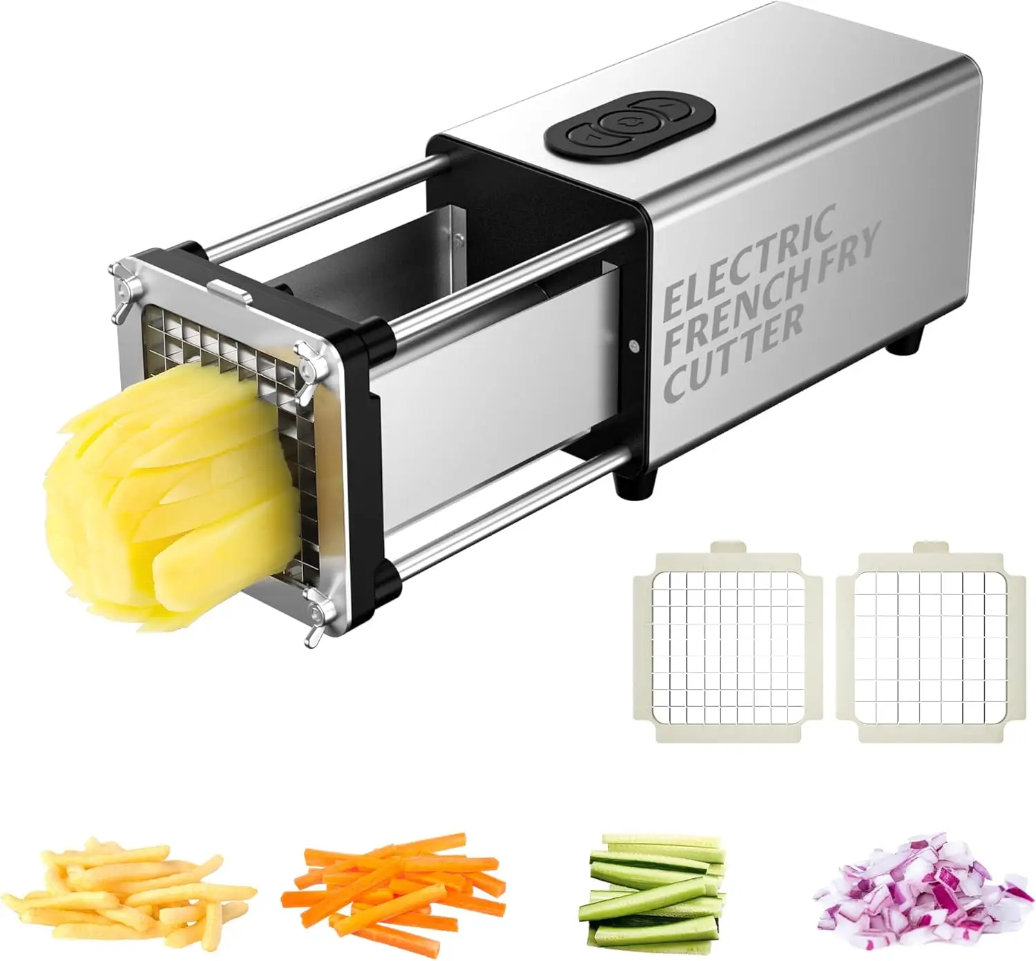 Cortador de batata automático, cortador de batata de aço inoxidável com lâmina de 1/2 e 3/8 de polegada, cortador de vegetais, batata comercial e doméstica s