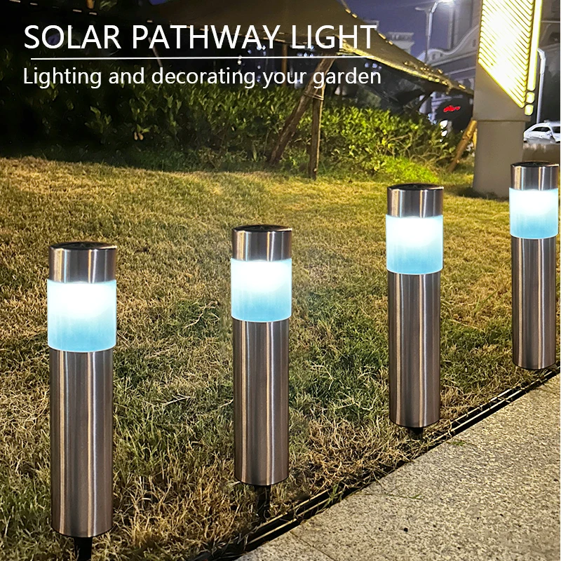 1/4 Installed Solar Viewing Lighting Stainless Steel Column Transparent Cover Lawn Lamp, Corridor Landscape Outdoor Car Track Automatic Switch Light, Suitable for Garden Small Diameter Lamp Outdoor Landscape Door Column Courtyard