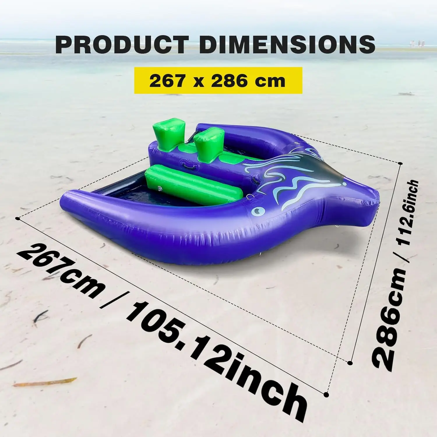 Hochwertige, maßgeschneiderte aufblasbare fliegende Manta-Ray-Drachenröhre, schleppbares Wasserspielzeug, PVC-Plane, aufblasbare Fliegenwasser-Manta-Ray