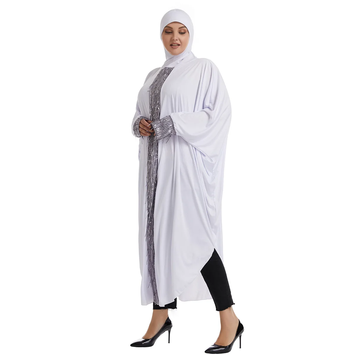 

Ramadan Muslim Women Hooded Dress Overhead Abaya Islam Prayer Garment Arab Robe Dubai Turkey Kaftan Sequin Jalabiya Eid Djellaba
