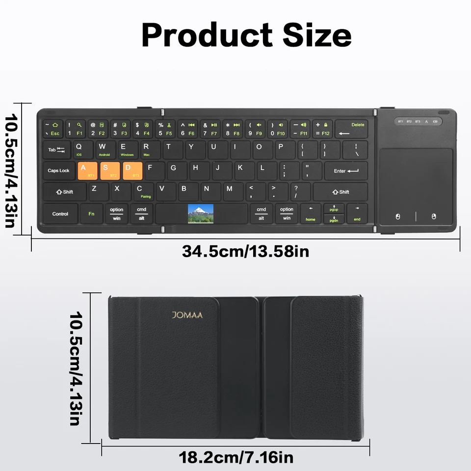 Jomaa Handy faltbar Bluetooth mit Touchpad, wiederaufladbare Smartphone-Tastatur_voghion.com